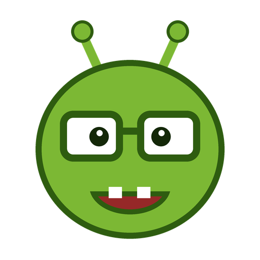 DeineIP.de Logo – grünes Alien-Maskottchen mit Brille