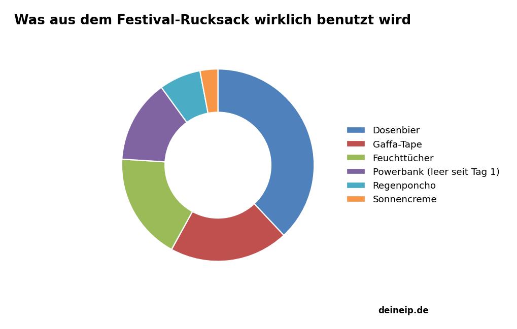 Lustiges Diagramm: Was aus dem Festival-Rucksack wirklich benutzt wird