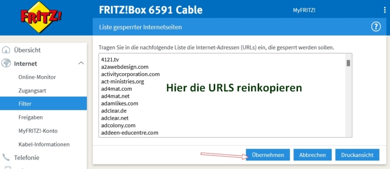 Internet Werbung mit der Fritzbox blocken
