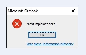 Tutorial: Outlook Fehler – Nicht implementiert