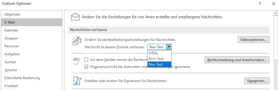 Wie kann ich den Winmail.dat Anhang verhindern?