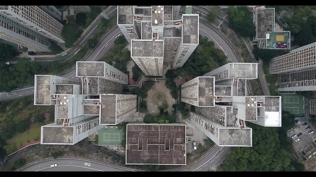Wohnen in Hong Kong aus der Drohnenperspektive